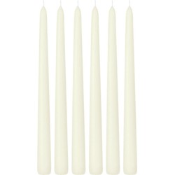 6x Lange kaarsen ivoorwit 30 cm 13 branduren dinerkaarsen/tafelkaarsen - Dinerkaarsen