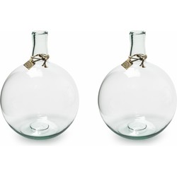 2x stuks transparante Eco bol vaas/vazen met hals van glas 45 x 32 cm - Vazen