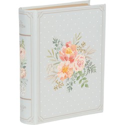 Clayre & Eef Opbergdoos Boeken 17x14x5 cm Blauw Roze Karton Rechthoek Bloemen