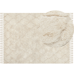 SILCHAR - Laagpolig vloerkleed - Lichtbeige - 160 x 230 cm - Katoen