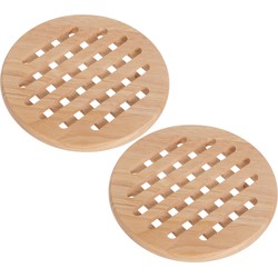 Set van 2x stuks ronde pannen onderzetters van hout 19 cm - Panonderzetters