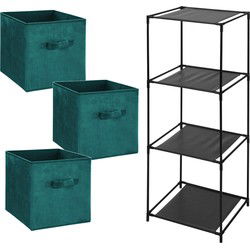 Storage Solutions Opbergrek Smartrack - met 3x mandjes stof - groen - 34 x 104 cm - Opbergkastjes