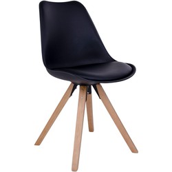 Bergen Dining Chair - Chair in black with natural wood legs - set of 2