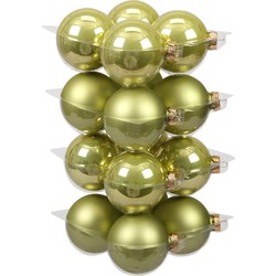 Othmar Decorations Kerstballen - 16x st - salie groen - 8 cm - glas - Kerstbal