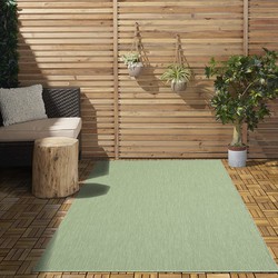 Nilus Laagpolig Effen Groen vloerkleed - Indoor En Outdoor