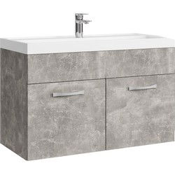 Badplaats Badkamermeubel Set Paso 01 80 x 40 cm - Beton Grijs - Badmeubel met Wastafel