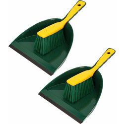 Buemag Stoffer en blik - 2x - voor buiten - 35 x 25 cm - kunststof - Stoffer en blik