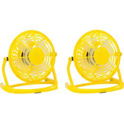 Kleine USB ventilator - 2x - bureau ventilator - geel - kunststof - 15 x 9 cm - Ventilatoren