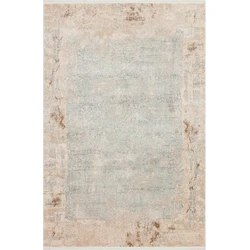 Nora Modern Beige / Grijs vloerkleed - Vintage Lijstmotief - 120 X 180 CM