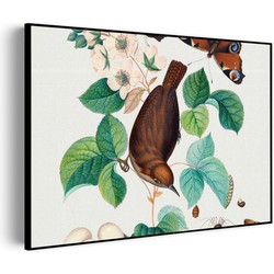 Muurwerken Akoestisch Schilderij - Prent Natuur Vogel en Bloemen 03 - Geluidsdempend Wandpaneel - Wanddecoratie - Geluidsisolatie - BASIC (AW 0.65) L (100x72)