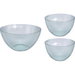 Picknick/camping servies saladeschaal met 2 kommetjes van kunststof 21 cm - Saladeschalen