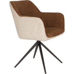 Housecraft Living Daley Eetkamerstoelen Beige/Bruin - Set van 2