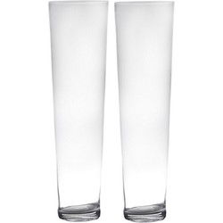 Hakbijl Glass vaas - 2x - 70 x 19 cm - basic conisch model - transparant - Vazen