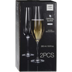8x Champagne glazen/flutes 26 cl/260 ml van kristalglas - Champagneglazen