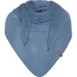 Knit Factory April Gebreide Omslagdoek - Driehoek Sjaal Dames - Stone Blue - 190x85 cm