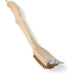 Houten grillborstel met koperen borstels