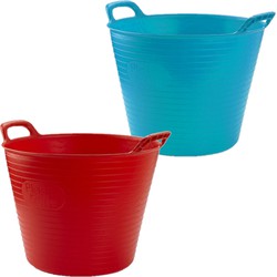 Voordeelset van 2x stuks kunststof flexibele emmers/wasmanden/kuipen 25 liter in het rood/blauw - Wasmanden