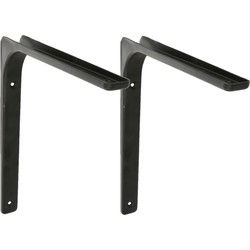 AMIG Plankdrager/planksteun van metaal - 2x - gelakt zwart - H250 x B300 mm - Plankdragers