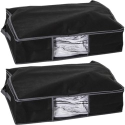 2x Stuks dekbed/kussen opberghoes zwart met vacuumzak 60 x 45 x 15 cm - Opberghoezen