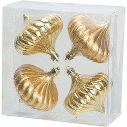 4x Gouden tol kerstballen 10 cm kunststof kerstversiering - Kerstbal