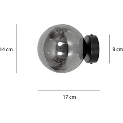 Stevns zwarte wandlamp bol in gefumeerd glas 1x E14