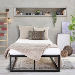 ML design metalen bed zwart, 90x200 cm, gemaakt van stalen frame