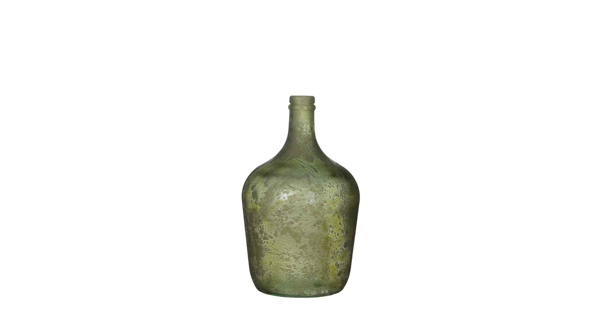 Mica Decorations diego glazen fles groen maat in cm: 30 x 18 - GROEN