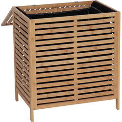 Bamboe Wasmand 90 liter met Waszak en Deksel  - Bruin