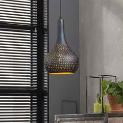 Hanglamp Industrieel Kegel Aya 1-lichts Zwart Bruin
