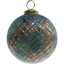 Clayre & Eef Kerstbal  Ø 10 cm Groen Bruin Glas Kerstdecoratie