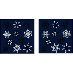 2x stuks velletjes kerst raamstickers sneeuwvlokken 28,5 x 30,5 cm - Feeststickers