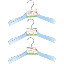 Blauwe kinder kleerhangers van hout 12x stuks - Kledinghangers