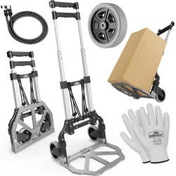 Steekwagen Zilver/Zwart aluminium 80kg in hoogte verstelbaar