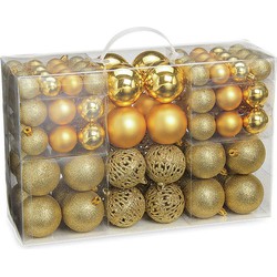 100x stuks kunststof kerstballen goud 3, 4 en 6 cm - Kerstbal