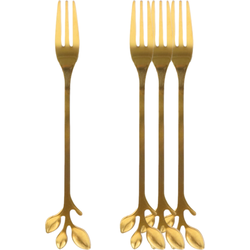 OTIX Gebaksvorkjes - 4 stuks - Goud met Bladeren - Dessertvorkjes - Taartvorkjes - LEAF