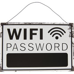 Clayre & Eef Tekstbord  30x20 cm Zwart Wit Metaal Rechthoek WiFi Password Wandbord