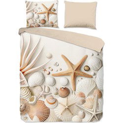 Good Morning Zee & Schelpen Dekbedovertrek Zand-1-persoons (140 x 200/220 cm)