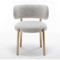 LW Collection Eetkamerstoelen grijs velvet velours set van 2 - gouden poten