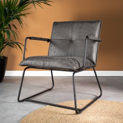 Industriële fauteuil Hailey antraciet ecoleder