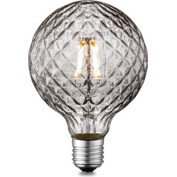 Edison Vintage LED filament lichtbron Globe - Rook - G95 Deco - Retro LED lamp - 9.5/9.5/13.5cm - geschikt voor E27 fitting - Dimbaar - 4W 150lm 1800K - warm wit licht