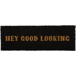 Present Time - Deurmat Hey Good Looking - Zwart - 75x25x1,5cm