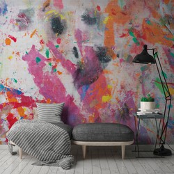 One Wall one Role fotobehang figuratief motief meerkleurig, lila paars, oranje, geel en groen - 371 x 280 cm - AS-382521
