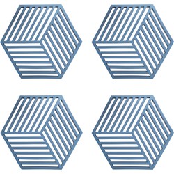 Krumble Pannenonderzetter Hexagon - Blauw - Set van 4