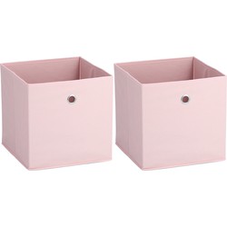 Zeller opbergmand/kastmand - 2x - 22 liter - lichtroze - 28 x 28 x 28 cm - Opbergmanden