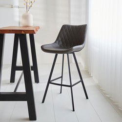 Industriële barkruk Juno Antraciet Kunstleer - Zithoogte 70 cm - Zonder Armleuningen