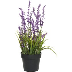 Lavendel kunstplant in pot - fuchsia paars - D15 x H30 cm - Kunstplanten
