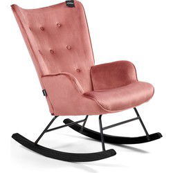 Aemely® Schommelstoel 'Steerne' - Roze Velvet, Zwart Hout