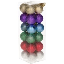 24x Kleine pastel gekleurde kerstballen van kunststof 3 cm - Kerstbal