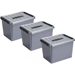 Sunware opbergbox - 4x - grijs - 22L - 40 x 30 x 26 cm - Opbergbox
