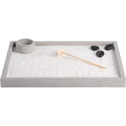 Esschert Design Japanse zen tuin voor thuis/kantoor - grijs - 30 x 22 cm - minituin - Beeldjes